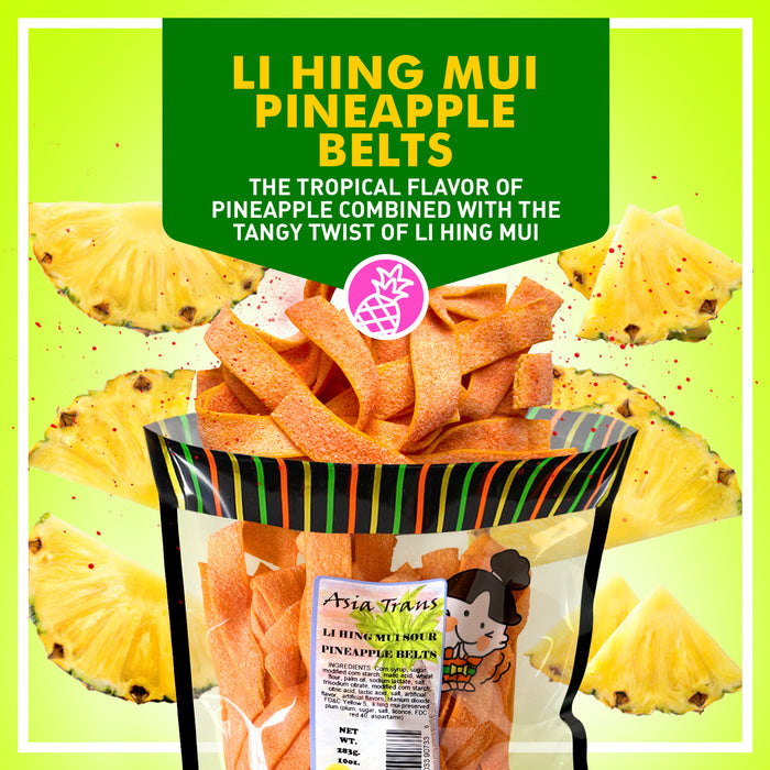 Li Hing Pineapple Sour Belts - 3 Pack (3/2.7 oz)