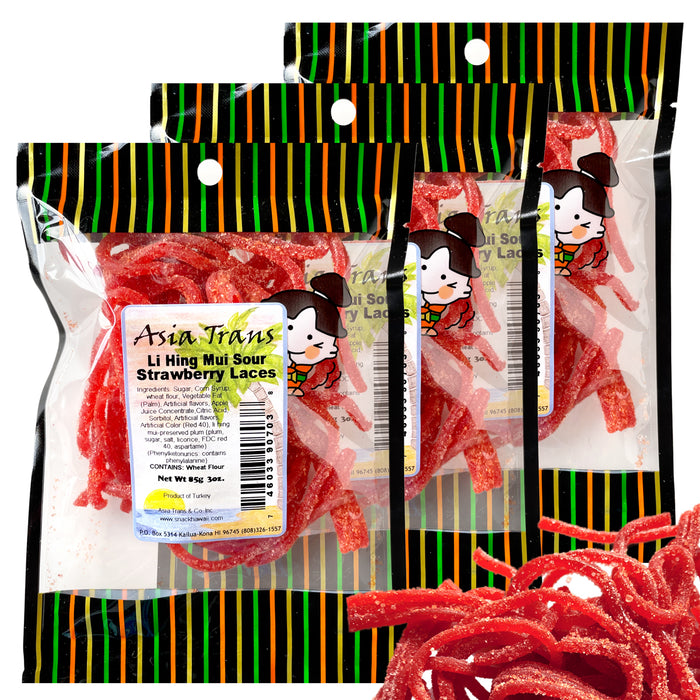 LI HING MUI SOUR STRAWBERRY LACES