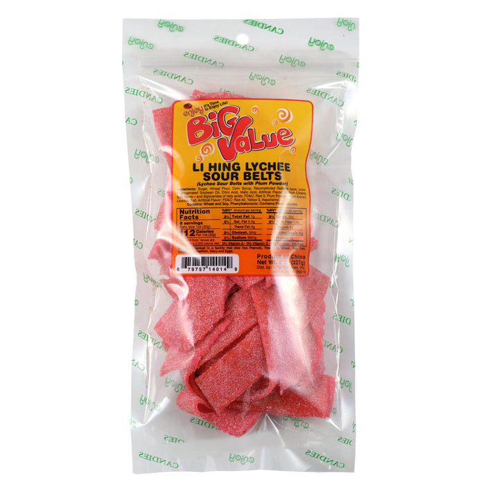 Enjoy Li Hing Lychee Sour Belts - 8 oz bag