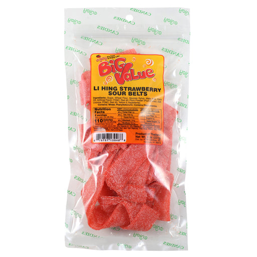 Enjoy Li Hing Strawberry Sour Belts - 8 oz bag