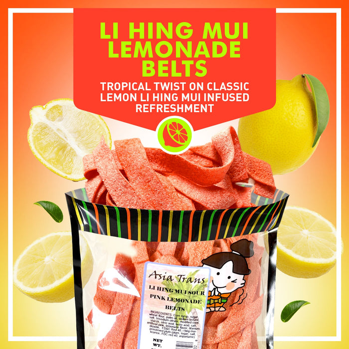 Li Heling Li Hing Mui Sour Pink Lemonade Belts 3 Pack: Hawaiian Snacks