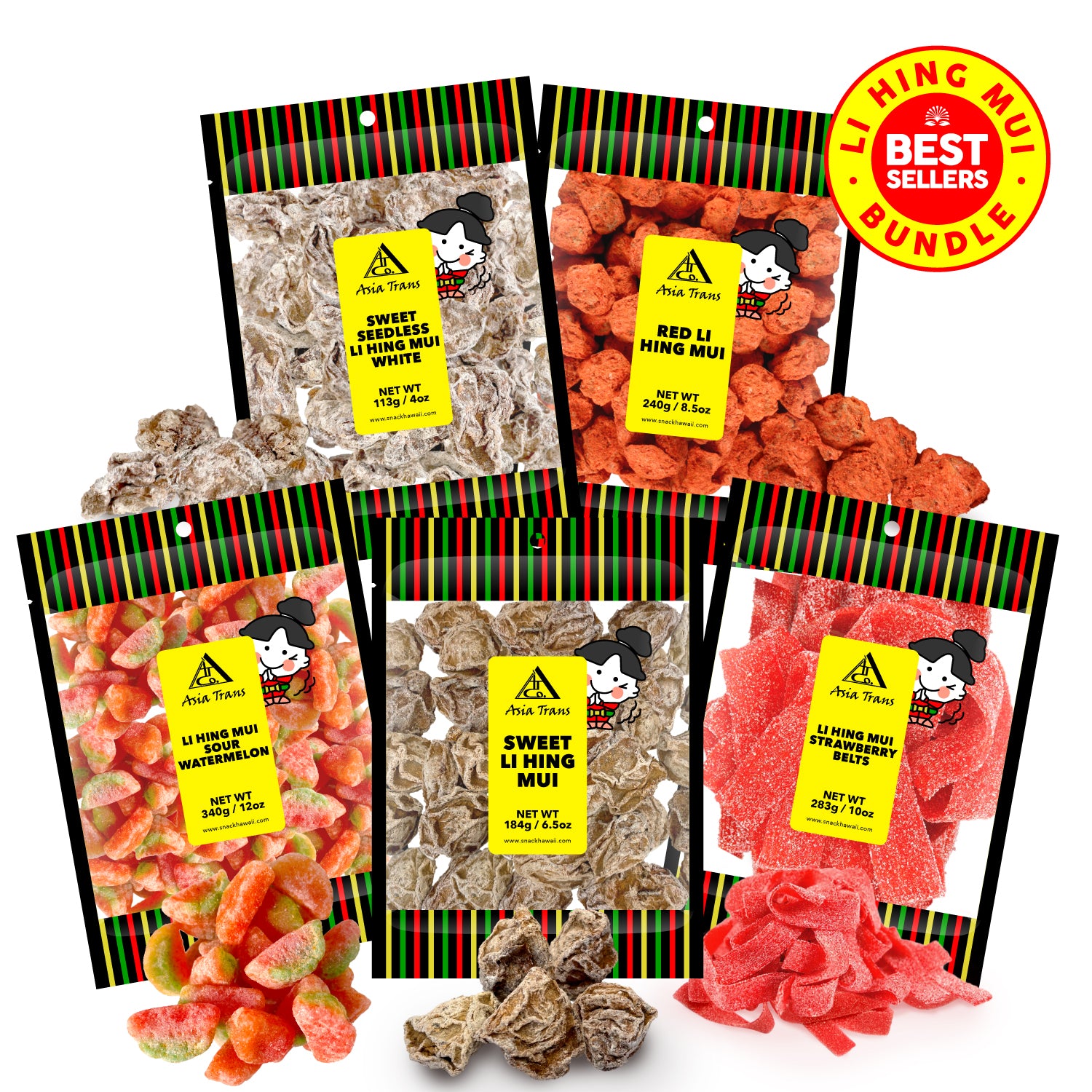 Li Hing Mui Bestsellers Bundle: Best Hawaiian Snacks