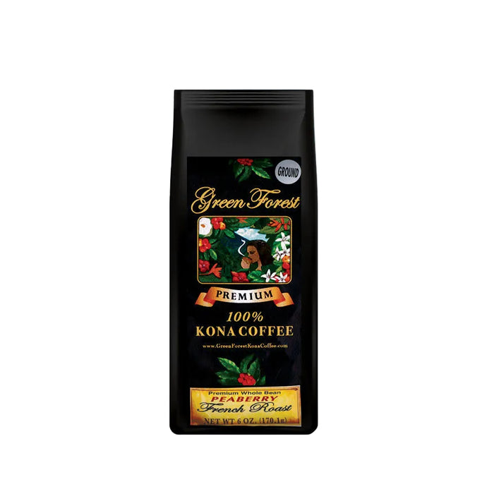 Green Forest Kona Coffee package on a white background