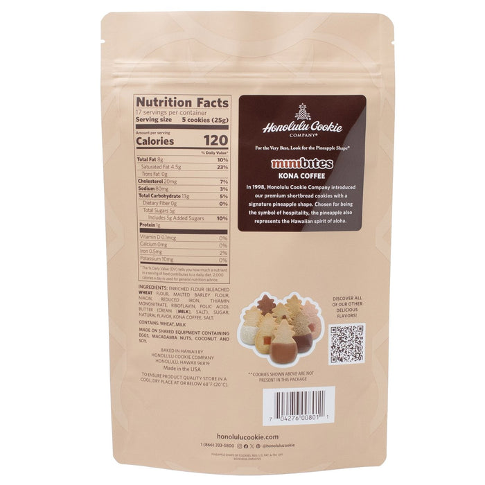 Hawaiian Cookie Company cookie package with nutrition facts and branding on a white background