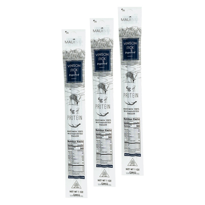 Maui Nui Venison Sugar Free Pepper Sticks - 3 pack
