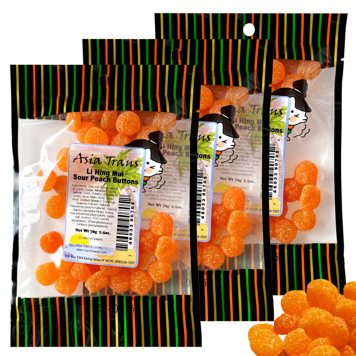Snack Button Li Hing Mui Sour Peach Buttons: Hawaii Snacks: Snack Hawaii