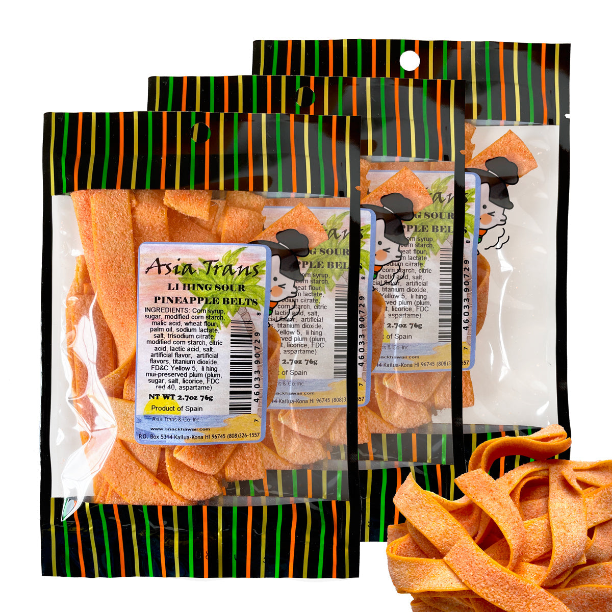 Li Hing Pineapple Sour Belts Snack Hawaii Hawaiian Snacks