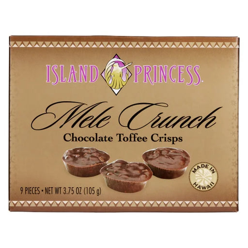 Box of Island Princess Mele Crunch Chocolate Toffee Crisps on a white background