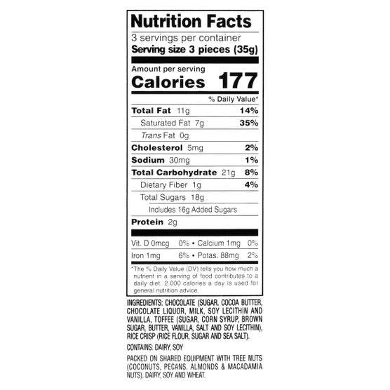 Nutrition facts label for a product on a white background