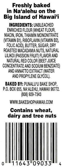 Punalu'u Bakery Gourmet Lilikoi Macadamia Nut Shortbread Cookies