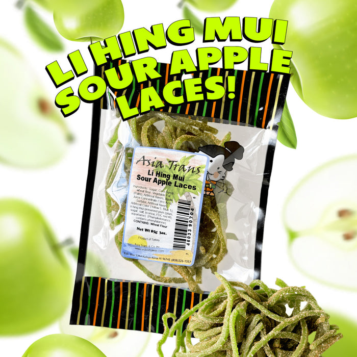 Li Hing Mui Sour Apple Laces - 3 Pack (3/3 oz)