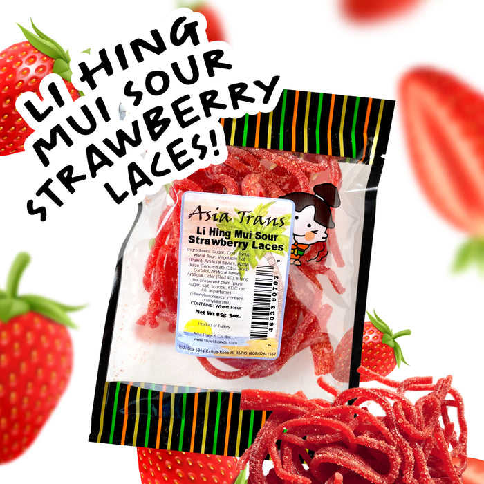 Li Hing Mui Sour Strawberry Laces