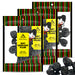 Packaging of Aria Trans wet seedless plums with colorful striped design and cartoon character.