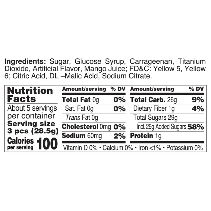 Enjoy 3D Mango Soft Jelly Candy nutrition facts