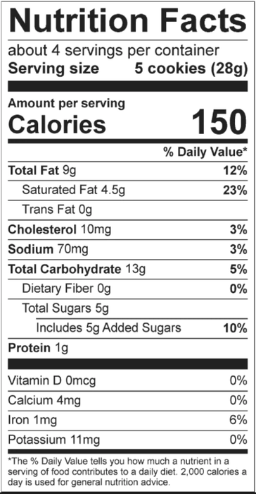 Diamond Bakery Cornflake Cookies with Macadamia Nuts nutrition facts