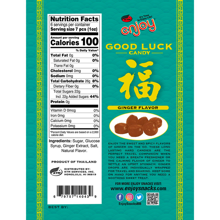 Enjoy Good Luck Ginger Candy nutrition facts