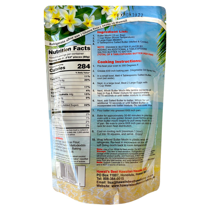 Hawaii's Best Hawaiian Butter Mochi Mix nutrition facts