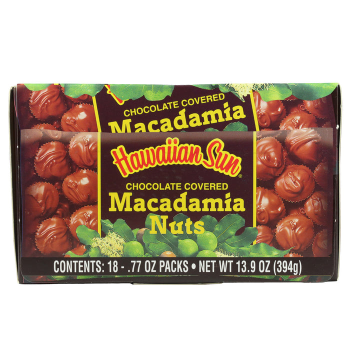 Hawaiian Sun Chocolate Macadamia Nuts 18 pk box front