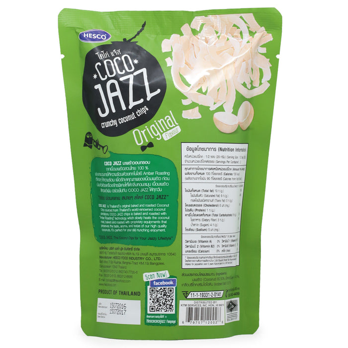 Coco Jazz Crunchy Coconut Chips back of bag