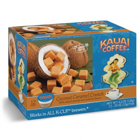 Kauai Coffee Coconut Caramel Crunch Roast K Cup Snack Hawaii