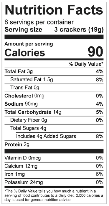 Diamond Bakery Original Hawaiian Royal Creem Crackers nutrition facts