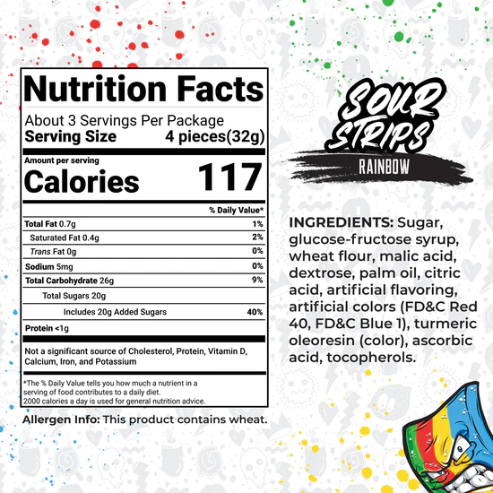 Rainbow Sour Strips - 3-pack