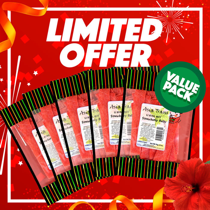 Special - Li Hing Mui Strawberry Belts 5 Pack