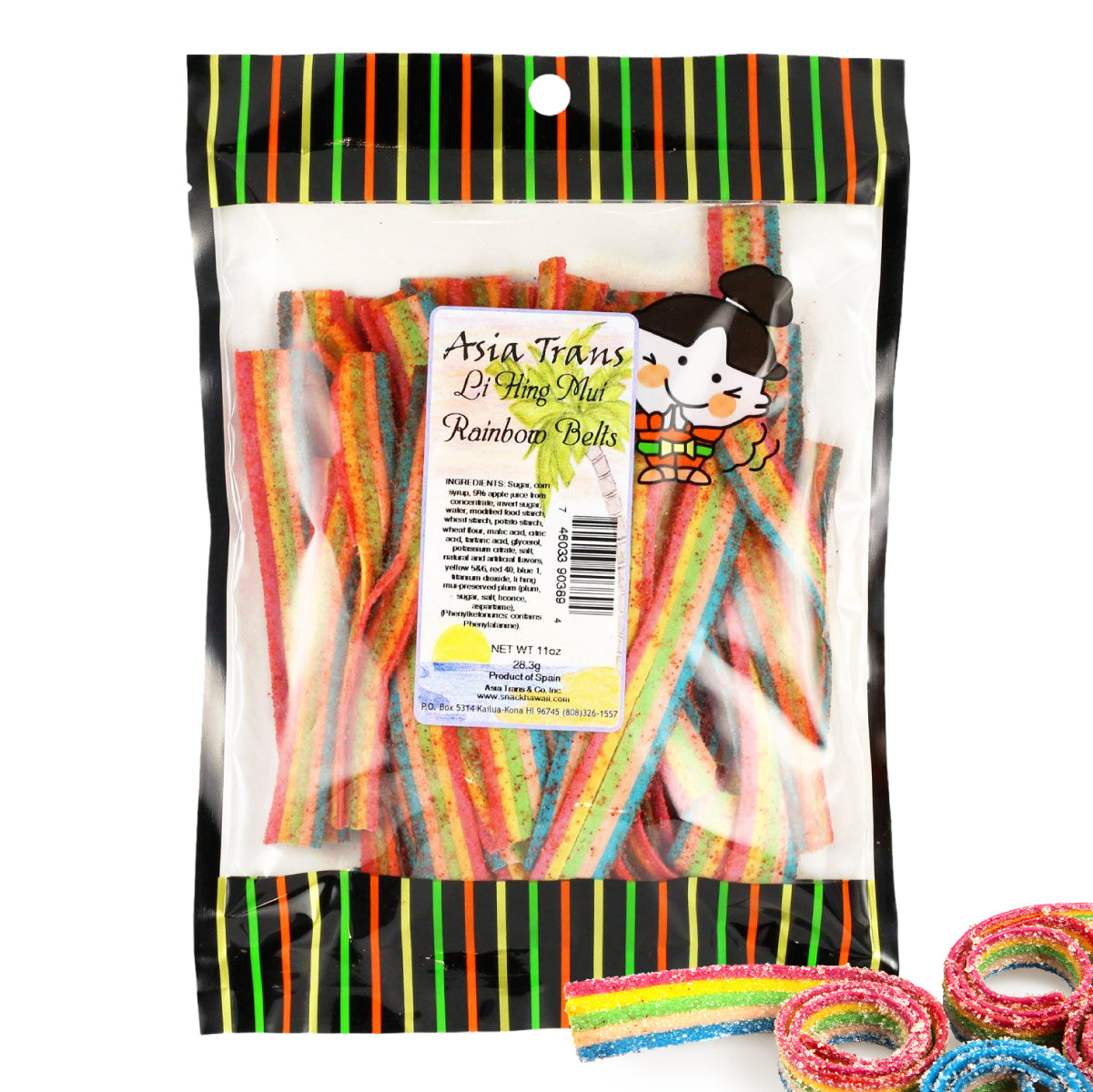 Li Hing Mui Rainbow Belts - 10 oz (Pack of 3)
