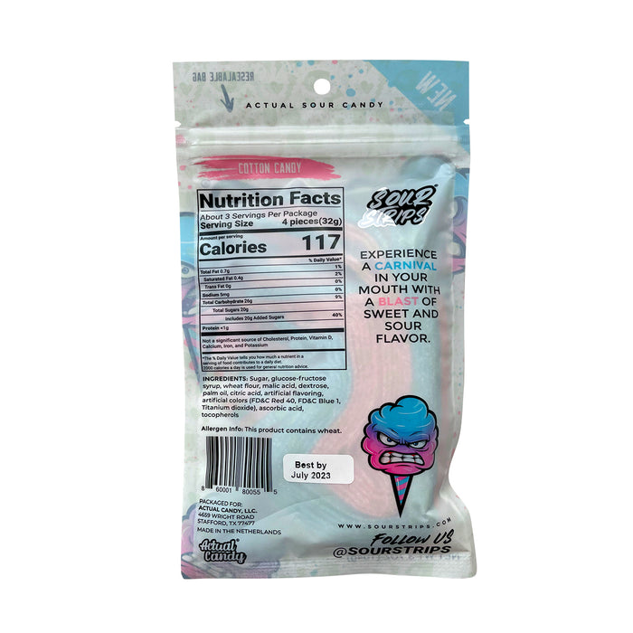 Cotton Candy Sour Strips - 3-pack