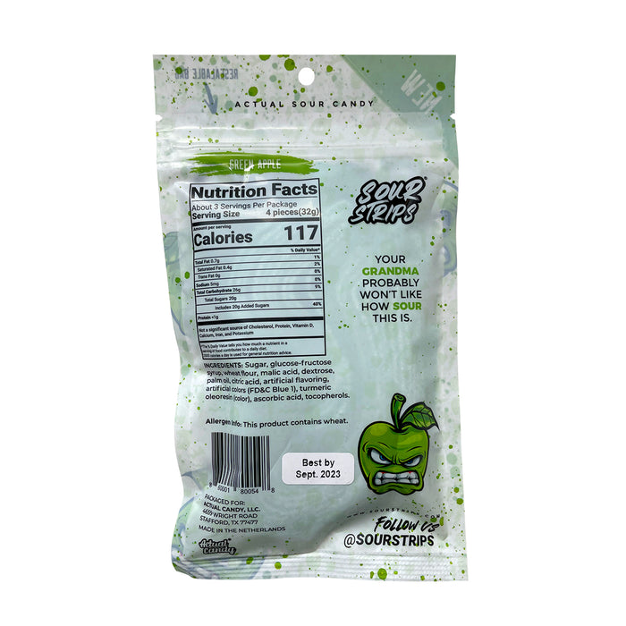 Green Apple Sour Strips - 3-pack