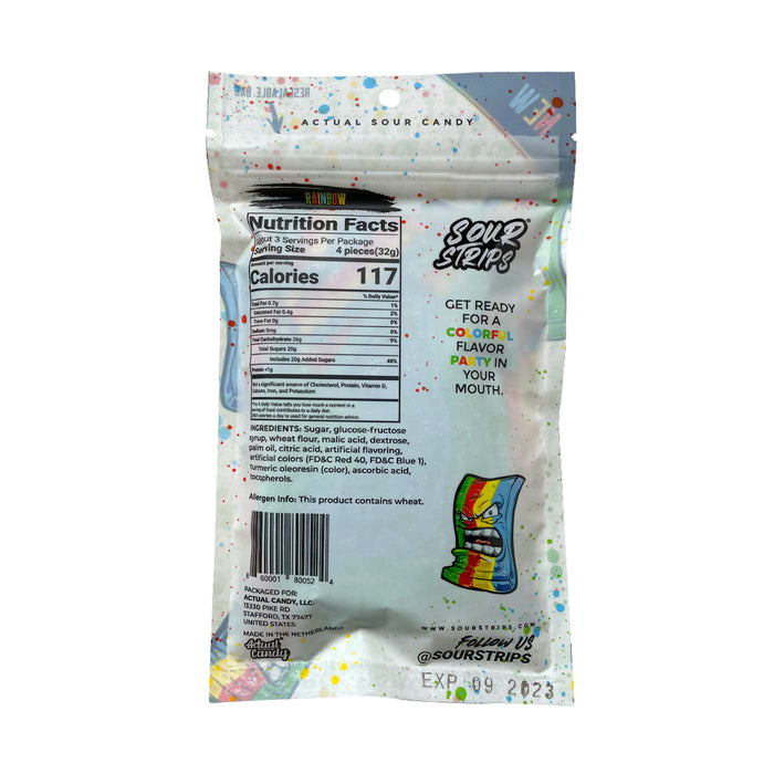 Rainbow Sour Strips - 3-pack
