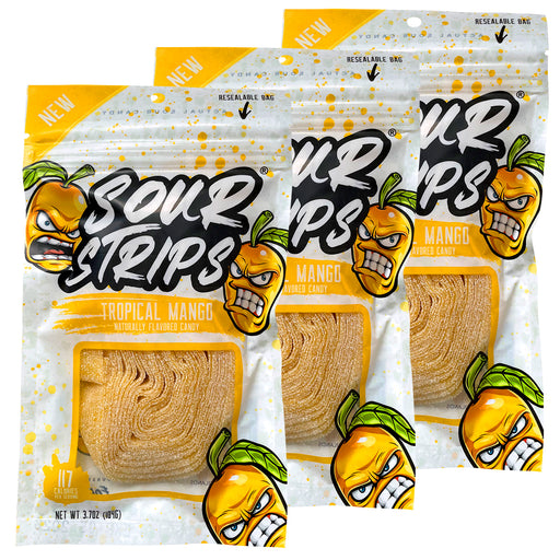 Tropical Mango Sour Strips - 3-pack