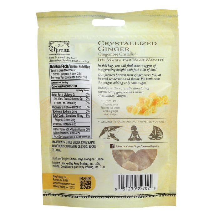 Chimes Crystallized Ginger - 3.5 oz back of bag
