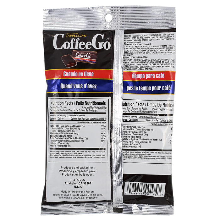 Cappuccino Coffee Go - 4 oz back of bag 