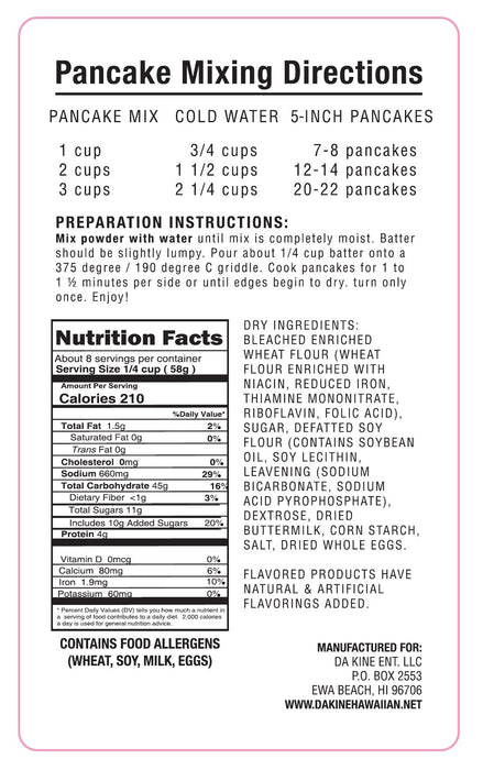 Da Kine Hawaiian Ube Coconut Pancake Mix